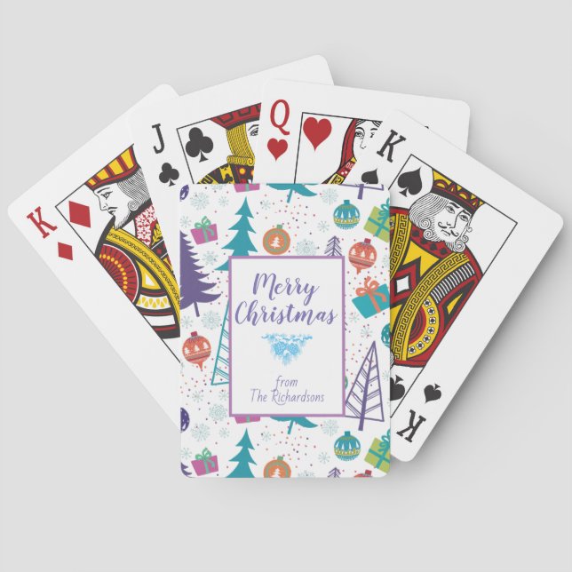 Baraja De Cartas Feliz Navidad Iconos de vacaciones personalizados  (Reverso)