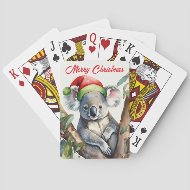 Baraja De Cartas Feliz Navidad Koala sentado en Gumtree (Reverso)