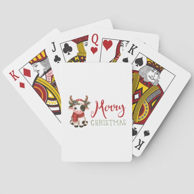 Baraja De Cartas Feliz Navidad linda vaca (Reverso)