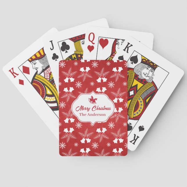 Baraja De Cartas Feliz Navidad Navidades del Patrón Rojo Bell (Reverso)
