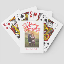 Baraja De Cartas Feliz Navidad, niños del arco rojo foto moderna el