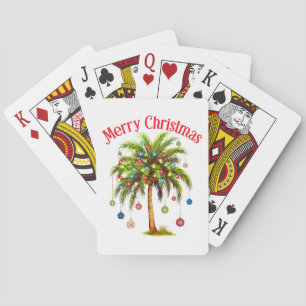 Baraja De Cartas Feliz Navidad Palm Tree Light Tropical Hawaiano