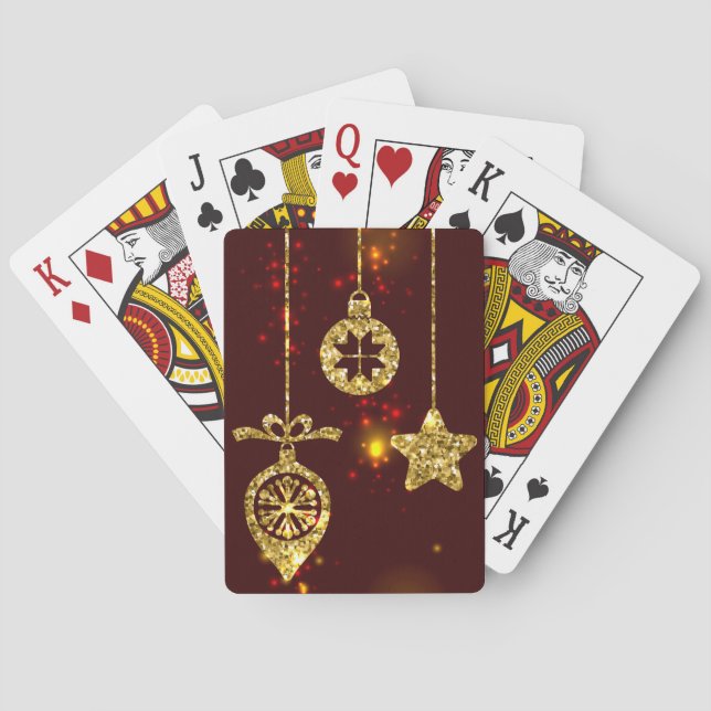 Baraja De Cartas Feliz Navidad, Purpurina de vacaciones rojas respl (Reverso)