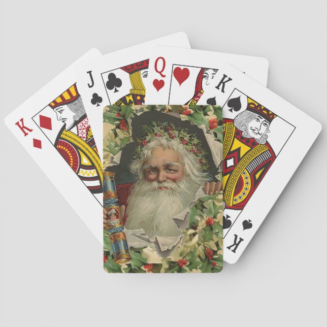 Baraja De Cartas Feliz Navidad Santa Claus Clásico antiguo (Reverso)