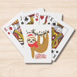 Baraja De Cartas Feliz Navidad Sloth Cute Festividades