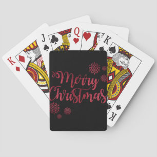 Baraja De Cartas Feliz Navidad Tipografía de copos de nieve negros