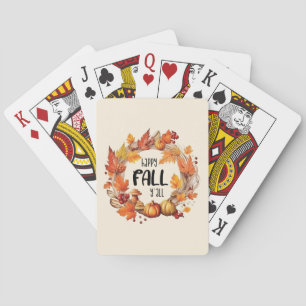 Baraja De Cartas Feliz otoño - Calabaza y corona de hojas otoñales