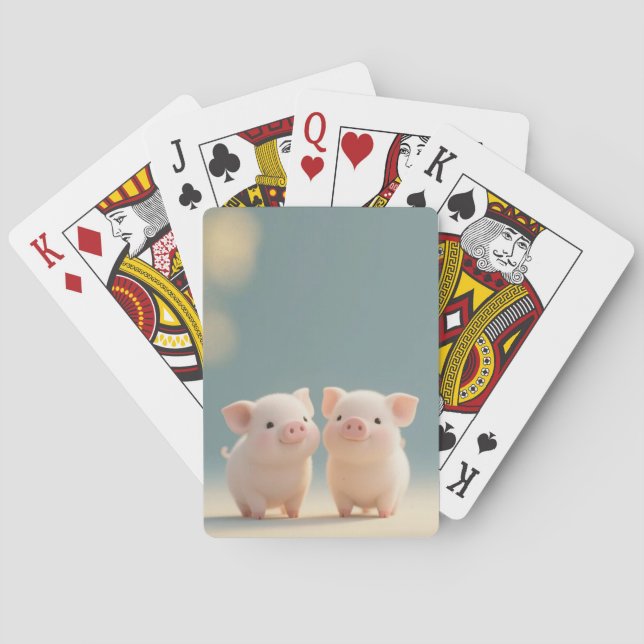 Baraja De Cartas Feliz par de lechones (Reverso)