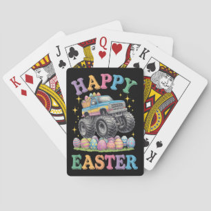 Baraja De Cartas Feliz Pascua Camión Monstruo Divertido Aplasta Hue
