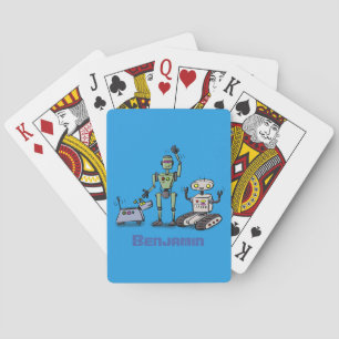 Baraja De Cartas Feliz personalizado de trío de robots lindos