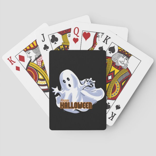 Baraja De Cartas Feliz Personalizado fantasma de Halloween (Reverso)
