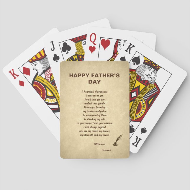Baraja De Cartas Feliz poema del Día del Padre (Reverso)