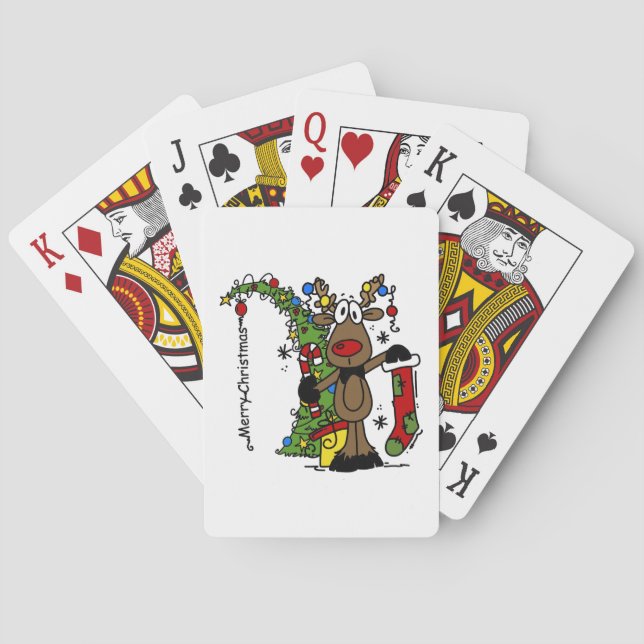 Baraja De Cartas Feliz reno navideño (Reverso)