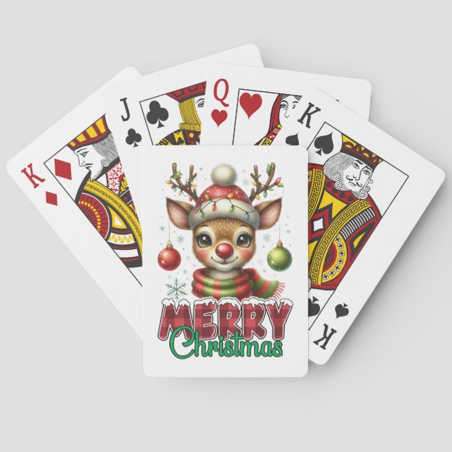 Baraja De Cartas Feliz reno navideño (Reverso)