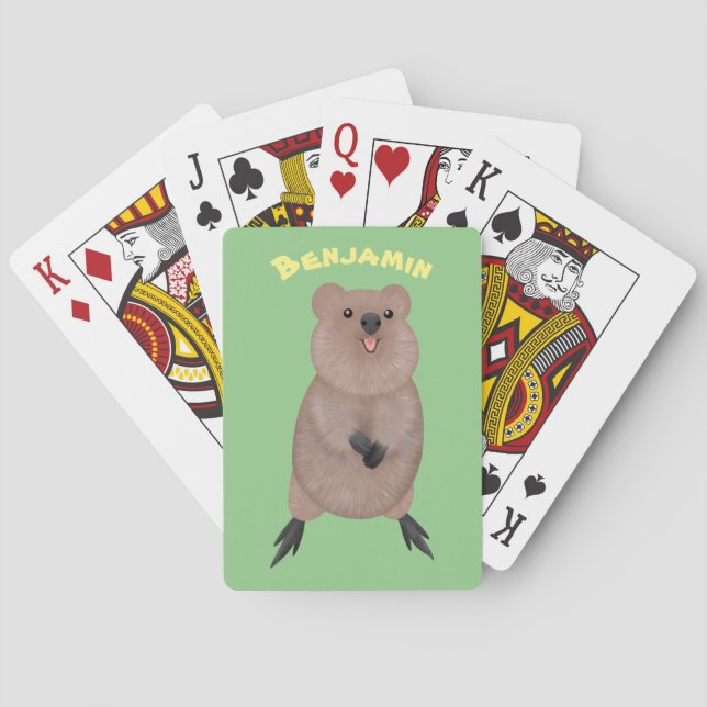 Baraja De Cartas Feliz y lindo diseño de personalizados de quokka (Reverso)