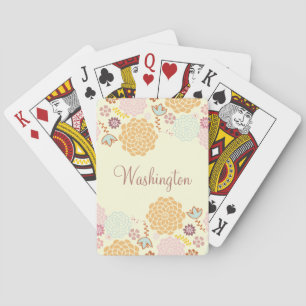 Baraja De Cartas Feminine Fancy Moderna Floral Personalizada
