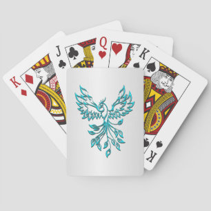 Baraja De Cartas Fénix azul turquesa se eleva sobre plata