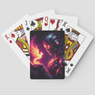 Baraja De Cartas Fénix Espíritu de Fuego Robot Futurista Cibernétic