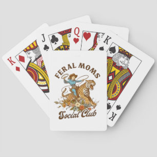 Baraja De Cartas Feral Mom Social Club Funny Retro Boho Cowgirl