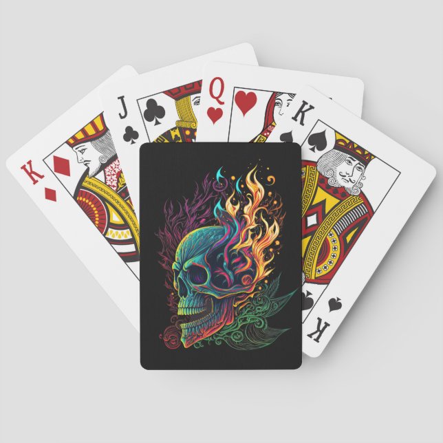 Baraja De Cartas Feroy Skull Vivid Colours Gótico Rock Biker (Reverso)