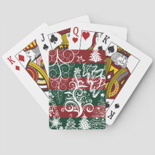 Baraja De Cartas Festive Holiday Christmas Tree Red Green Striped