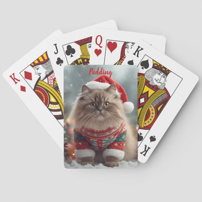 Baraja De Cartas Festive Ragdoll Cat Christmas Personalized  (Reverso)