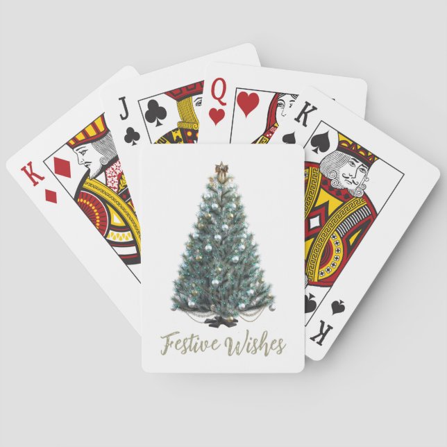 Baraja De Cartas Festive Wishes. Christmas tree design (Reverso)