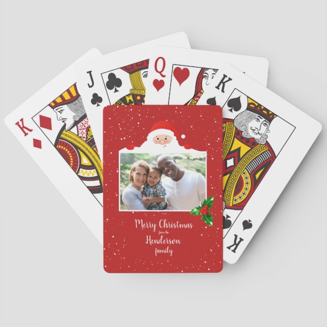 Baraja De Cartas Festividad de Cheeky Santa - Foto Personalizado -  (Reverso)