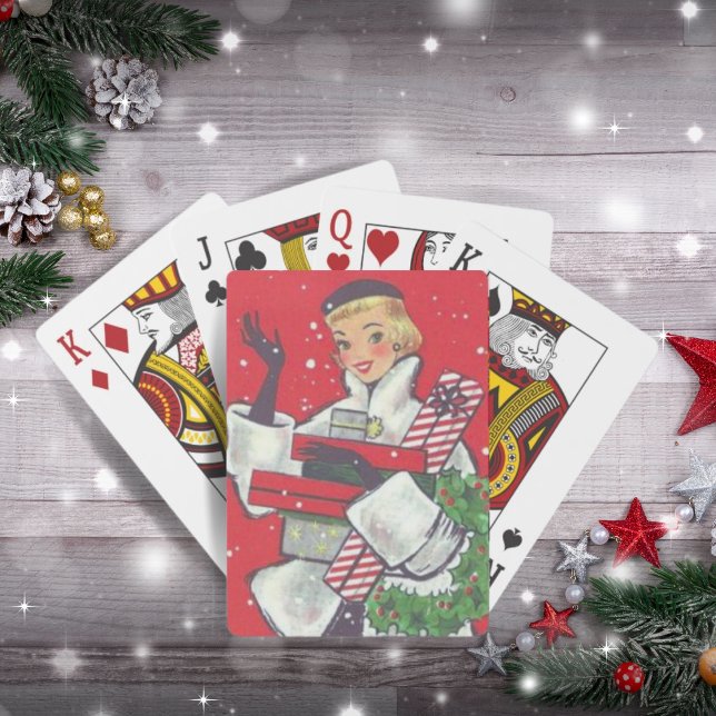 Baraja De Cartas Festividad de Chica de compras de Navidades retro  (Subido por el creador)