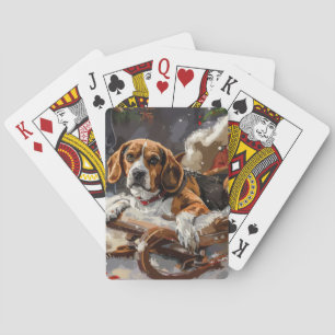 Baraja De Cartas Festividad de los Navidades Beagle Dog