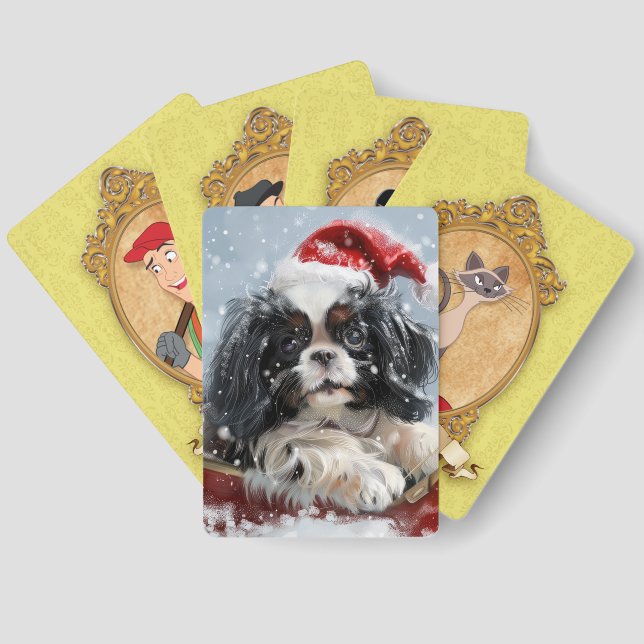 Baraja De Cartas Festividad de los Navidades de perro chino (Reverso )
