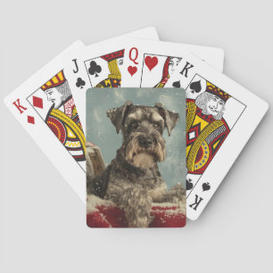 Baraja De Cartas Festividad de los Navidades de perro de Schnauzer