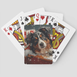 Baraja De Cartas Festividad de los Navidades de perro pastor de Aus