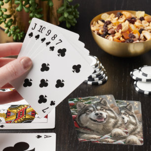 Baraja De Cartas Festividad de los Navidades de perros malamutas de