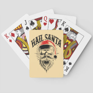 Baraja De Cartas Festividad de los Navidades Red Santa Skull