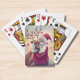 Baraja De Cartas Festividad divertida de Papá Noel y de renos