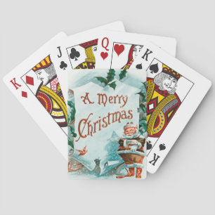 Baraja De Cartas Festividad Retro Vintage Navidad Guay Santa Saludo