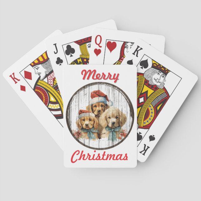 Baraja De Cartas Festividades de Navidades de Cachorro Jugando Cart (Reverso)