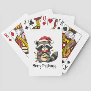 Baraja De Cartas Festividades divertidas de Navidades de mapache en