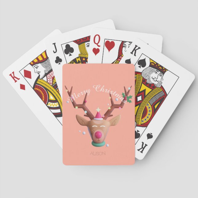 Baraja De Cartas Festividades Reindeer Feliz Navidad (Reverso)