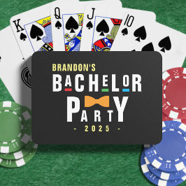 Baraja De Cartas Fiesta de Bachelor de Bowtie retro 90 negra