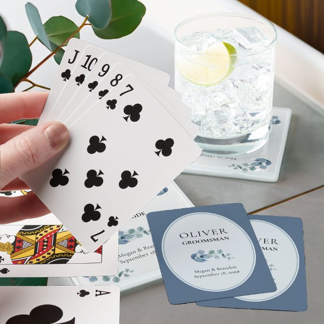 Baraja De Cartas Fiesta de bodas Eucalyptus Greenery Groomsman (Eucalyptus wedding gift playing cards to personalize for anyone or everyone in your wedding party)