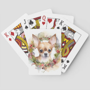 Baraja De Cartas Fiesta de Corona de Navidad de Chihuahua Perro Fes