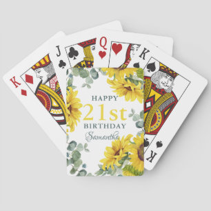 Baraja De Cartas Fiesta de cumpleaños número 21 del girasol