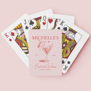 Baraja De Cartas Fiesta de Despedida de Soltera con Cócteles Retro