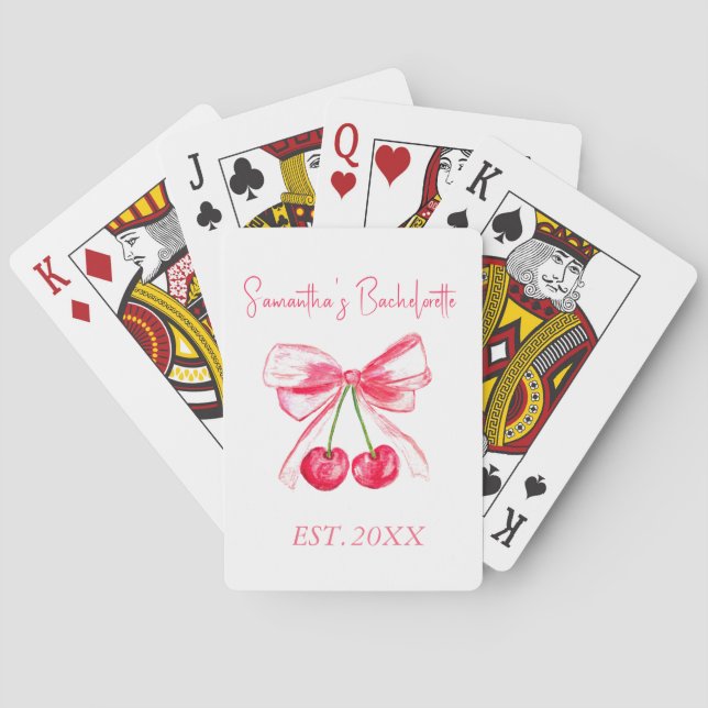 Baraja De Cartas Fiesta de Despedida de Soltera Coquette Rosa Cerez (Reverso)