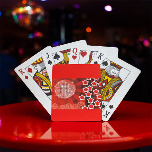 Baraja De Cartas Fiesta de disco rojo con estrellas y bola Purpurin