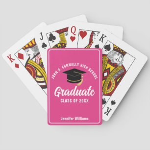 Baraja De Cartas Fiesta de Graduación Rosa Caliente Personalizada