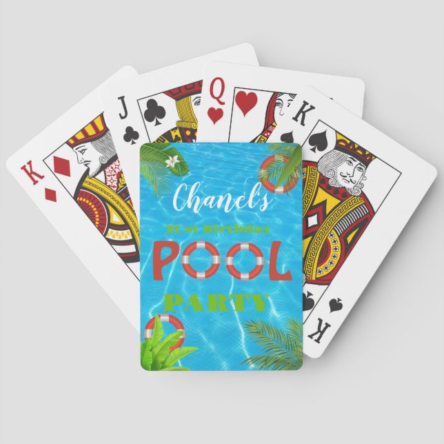 Baraja De Cartas Fiesta de grupo tropical | Cumpleaños de verano (Reverso)