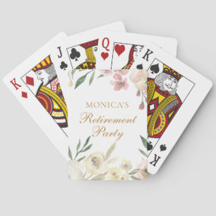 Baraja De Cartas Fiesta de jubilación floral elegante con guión dor